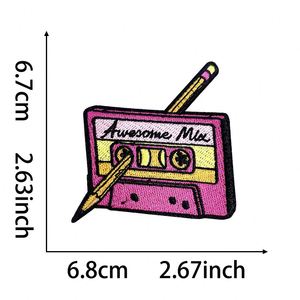 Patchs thermocollants brodés roses, écologiques, de style américain, motifs Radio, Jeux, Console, Casque audio, Ruban, TV, pour la décoration de chapeaux - Product Image 5