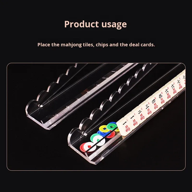 Mahjong Rack Organiseur portable et pour support de carrelage, racks Mahjong avec poussoirs | Supports transparents, plateau magnétique en acrylique poussoir, tapis en silicone antidérapant