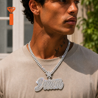 Pendentif personnalisé en moissanite pour homme, breloques pendentifs lettre en moissanite, collier pendentif en moissanite en argent 925 avec chaîne cubaine