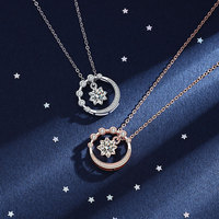 Collier en argent sterling S925 micro-ensemble moderne de luxe rond flottant médaillon étoile