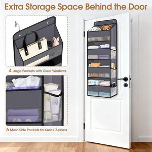 Over The Door Organizer <b>Storage</b> 33x15x85cm With Clear Windows Multifunctional Hanging <b>Rack</b> For Behind Door Use - Product Image 4