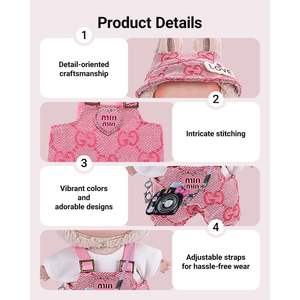 Ariker Handcrafted 4-Piece 30cm/12 Inch pour Labubu Doll Clothes Set Cute Pink Outfits Accessories Top No Doll Included - Product Image 3