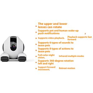 Cámara para mascotas Robot de 3MP para uso doméstico móvil con Sensor CMOS extraíble sin enchufe, detección de movimiento, vista 360, Audio bidireccional, datos de tarjeta SD - Product Image 2