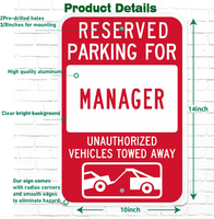 Panneau d'avertissement pour parking réservé, en alliage d'aluminium durable, résistant aux UV, aux intempéries, haute visibilité, résistant à la décoloration, installation facile