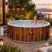 Holzmaserung Aufblasbarer Whirlpool DWF Drop-Stitch PVC Outdoor Tragbarer Hottub mit Sprudelmassage für Garten und Familiennutzung