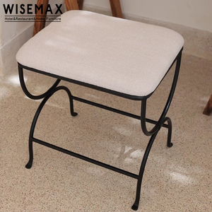 WISEMAX FURNITURE French Vintage Livingroom Sofa Bench Iron Metal Cashmere Boucle Poufs Ottoman <strong>Stool</strong> Chair <strong>Bedroom</strong> Vanity <strong>Stool</strong> - Product Image 3