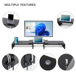Support de moniteur en bois à longueur réglable et à angle pivotant avec support <span class=keywords><strong>pour</strong></span> smartphone Organisateur blanc <span class=keywords><strong>pour</strong></span> ordinateur <span class=keywords><strong>portable</strong></span> - Product Image 3