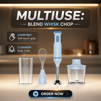 Mixeur plongeant électrique compact à faible bruit, vitesse variable automatique, pour smoothies et purées, idéal pour la maison et l'hôtellerie