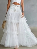 Robe midi évasée multi-couches pour femme, style jupe en tulle, nouvelle collection Printemps/Été 2026, transfrontalière Europe-Amérique