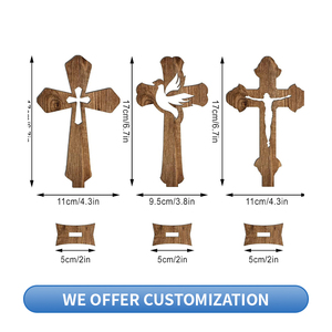 Décor d'affichage en bois de <span class=keywords><strong>Pâques</strong></span> Ornement de croix artisanal Décoration religieuse en gros pour l'église Cadeau de fête du printemps - Product Image 2