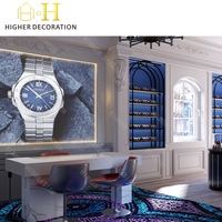 Vitrine de présentation de montres moderne en verre texturé gris clair pour boutique
