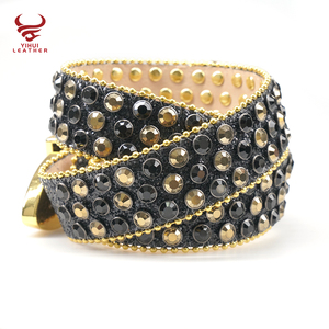 Ceinture en cuir de cow-boy western scintillante pour homme, ceinture en cuir de crocodile cloutée, ceinture de créateur en strass dorés Bb <span class=keywords><strong>Simon</strong></span> - Product Image 2
