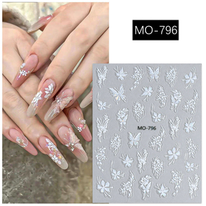 Autocollants pour <span class=keywords><strong>ongles</strong></span> 3D personnalisables, effet gaufré, irisés, décorations florales et papillons pour salon et maison - Product Image 5