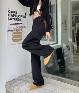 New Spring Summer Women Cargo Pants tinta unita <span class=keywords><strong>donna</strong></span> Casual a vita alta pantaloni a gamba larga pantaloni eleganti da <span class=keywords><strong>donna</strong></span> dritti - Product Image 5