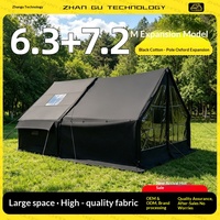 Tente Gonflable 6,3 m² à 7 m² Double Couche Quatre Saisons Montage Rapide Auvent TPU Coton Hiver Extérieur Chaud Anti-Froid