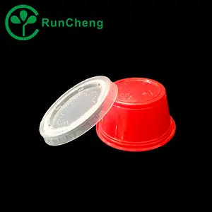 2oz Factory Price PP Red Sauce Cup Salad Dressing Cup Disposable Food Container With Lid Small Pp Cup 2500pcs/carton