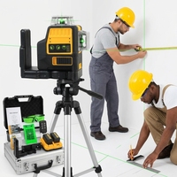 Niveau laser vert 12 lignes auto-nivelant à 360 degrés avec kit de batterie