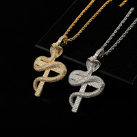 Pendentif Cobra Givré Or et Argent avec Chaîne Corde pour Hommes – Bijou Tendance Hip Hop et Streetwear Urbain