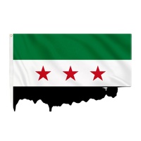 Drapeau de l'indépendance syrienne personnalisé 3x5 pieds en polyester, vente en gros d'usine, bannière historique à trois étoiles pour l'extérieur