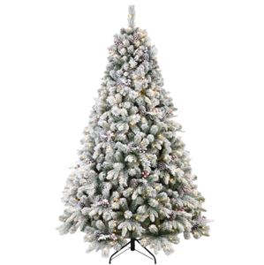 Arbre <span class=keywords><strong>de</strong></span> <span class=keywords><strong>Noël</strong></span> floqué <span class=keywords><strong>avec</strong></span> des baies <span class=keywords><strong>de</strong></span> pommes <span class=keywords><strong>de</strong></span> pin et des lumières chaudes pour la décoration <span class=keywords><strong>de</strong></span> <span class=keywords><strong>Noël</strong></span> - Product Image 4