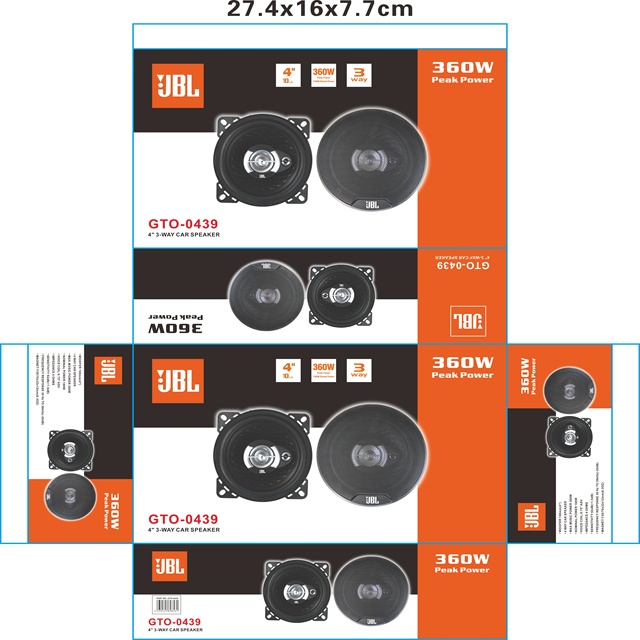 Pair of  GTO-0439  4"10cm  3 Way Speakers Full Range Coaxial NO Grille
