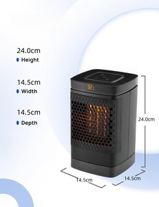 Quạt sưởi điện gốm <span class=keywords><strong>PTC</strong></span> di động 1500W cho gia đình, có màn hình hiển thị nhiệt độ, điều khiển từ xa và hẹn giờ, chuẩn US/EU - Product Image 6