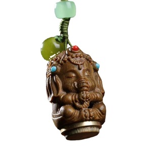 Green Sandalwood Carved <b>Elephant</b> Pendant Keychain Chinese Style Mobile Phone <b>Decoration</b> 32x22cm - Product Image 5