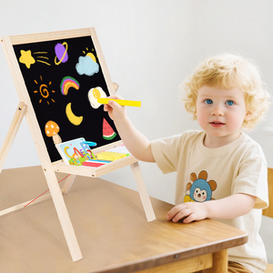 Regalo Perfecto para Niños, <span class=keywords><strong>Caballete</strong></span> de Arte de Doble Cara para Niños de 4 a 8 Años, <span class=keywords><strong>Caballete</strong></span> de Madera con <span class=keywords><strong>Pizarra</strong></span> Magnética y de Tiza - Product Image 3