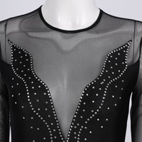 Robe de skate, pour femme, à manches longues, en strass brillant, avec jupe courte, tenue de soirée, nouvel arrivage