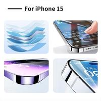 Protecteur d'écran HD pour iPhone 15 14 13 12 11 Pro Max 9H Film de protection en verre trempé pour téléphone portable Protecteur d'écran 3D