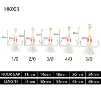 BARU 1/0-5/0 #   Kail Pancing Jigging Asisten Ganda dengan Tali Serat Kevlar untuk Umpan Jig