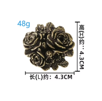 Poignée de porte en laiton motif pivoine, poignée de porte d'armoire en cuivre, crochet décoratif en métal