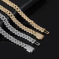 Bracelet chaîne à maillons cubains Miami brillant en zircon cubique à une rangée de bijoux hip hop pour hommes