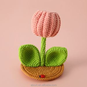 Macetas con Flores Artificiales, Macetas Decorativas, Flores de Ganchillo, Tulipanes, Girasoles, Soporte para Teléfono Móvil - Product Image 4