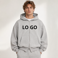 Sweat à capuche zippé pour homme, coupe classique, 100% coton, molleton multicolore, épaules tombantes, avec poches, logo personnalisé, ODM, collection automne