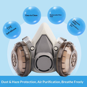 Demi-masques respiratoires chimiques certifiés CE avec filtre à charbon actif lavable pour peinture, pour les travailleurs de la construction et le bricolage - Product Image 4
