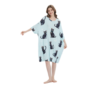 Accogliente abito da <span class=keywords><strong>notte</strong></span> da donna personalizzato fresco Plus Size modale a <span class=keywords><strong>manica</strong></span> <span class=keywords><strong>corta</strong></span> con tasche morbide camicie da <span class=keywords><strong>notte</strong></span> a maglia - Product Image 5