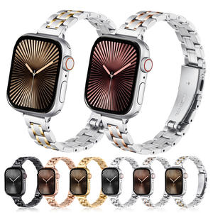 Bracelet en acier inoxydable à cinq maillons pour <span class=keywords><strong>Apple</strong></span> <span class=keywords><strong>Watch</strong></span>, fermoir pliable en métal, couleurs argent, noir, or, or rose - Product Image 1