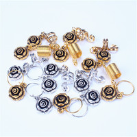 Accessoire de coiffure unisexe, anneau décoratif pour tresses, en alliage de zinc, motif feuille de rose, petit 12mm, électroplaqué