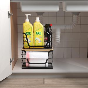 2 gói lưu trữ Stackable nhà bếp giặt tổ chức với tre Top Wall Mount Lớn Thùng rác Túi chủ và tiêu chuẩn rác - Product Image 2