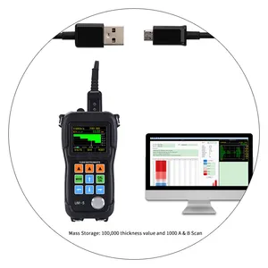 YUSHI UM-5DL çift elemanlı prob kaplama renkli ekran ultrasonik kalınlık ölçer A tarama B tarama veri kaydedici ile USB kablosu