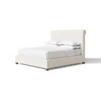 Ensemble de chambre à coucher contemporain FERLY avec cadre de lit enveloppant en peluche douce, lit entièrement recouvert de tissu moderne