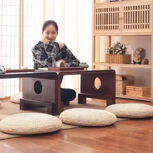 Круглая плетеная соломенная подушка для медитации ручной работы, 45 см