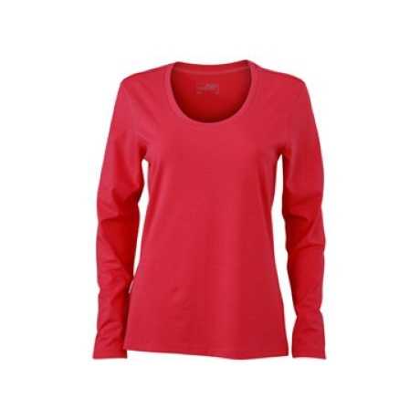 Ladies' Long-Sleeved Stretch Satin Shirt Soft Elastic Single Jersey with Embroidered Logo Women's Office Tops Size XL