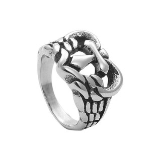 Men's <b>Silver</b> Heart Shape Stainless Steel <b>Ring</b> Geometric Punk Style Fashion Jewelry Gift 26098 - Product Image 1