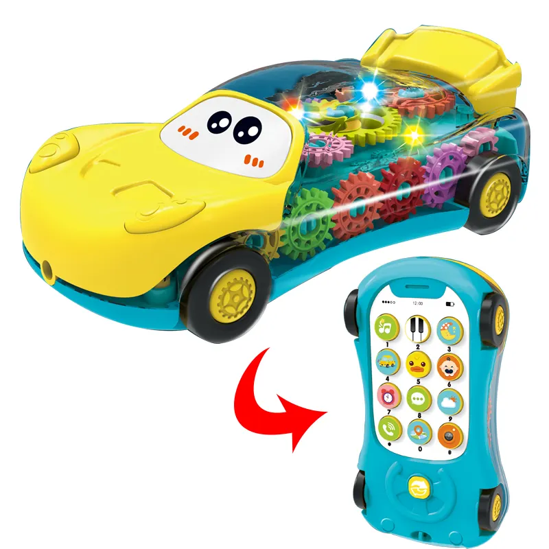 Jouets de voiture musicaux de dessin animé Mobile avec des chansons anglaises jouer anneau de dentition doux pour bébé jouet de téléphone portable pour bébé