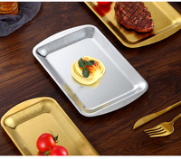 Plateau de service rectangulaire en métal, assiettes de luxe pour mariage, assiettes à dessert en acier inoxydable, assiette de buffet coréen