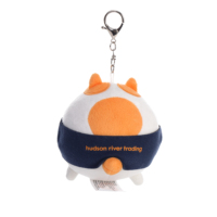 Porte-clés en peluche chat HRT rond, adorable breloque de sac chaton boule de riz moelleux, ornement suspendu en peluche chat blanc sphérique doux