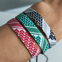 Bracelet Keffiyeh Palestine Tressé Réglable, Bracelet Écharpe Kufiya Arabe Palestinien