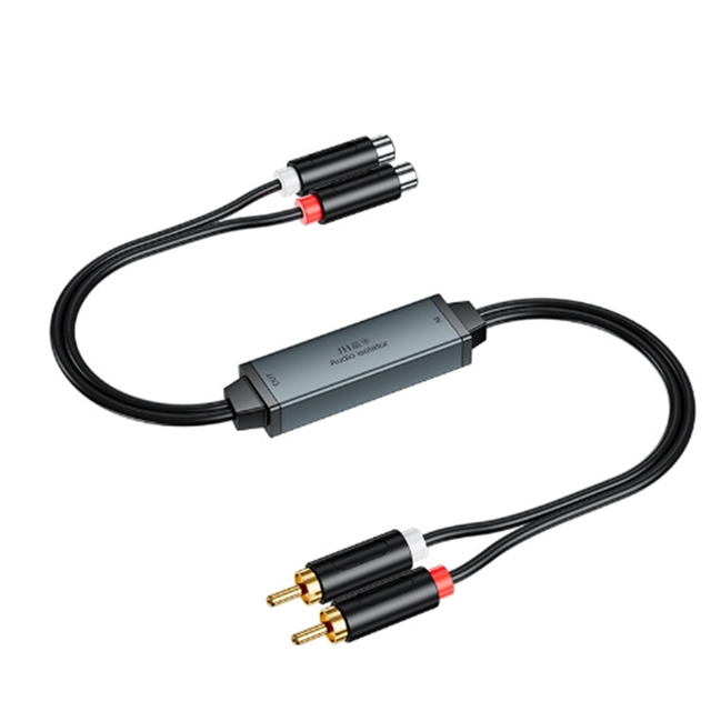 2RCA Audio Isolator Common Ground Noise Filter Reduction 3.5mm Anti-Interference Noise Canceller Car Audio AV100C Home Stereo